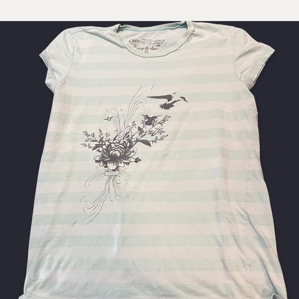 Aeropostale Mint and White Tee
